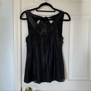 Silk & Modal Tank Beaded Tank Blouse w/Tie